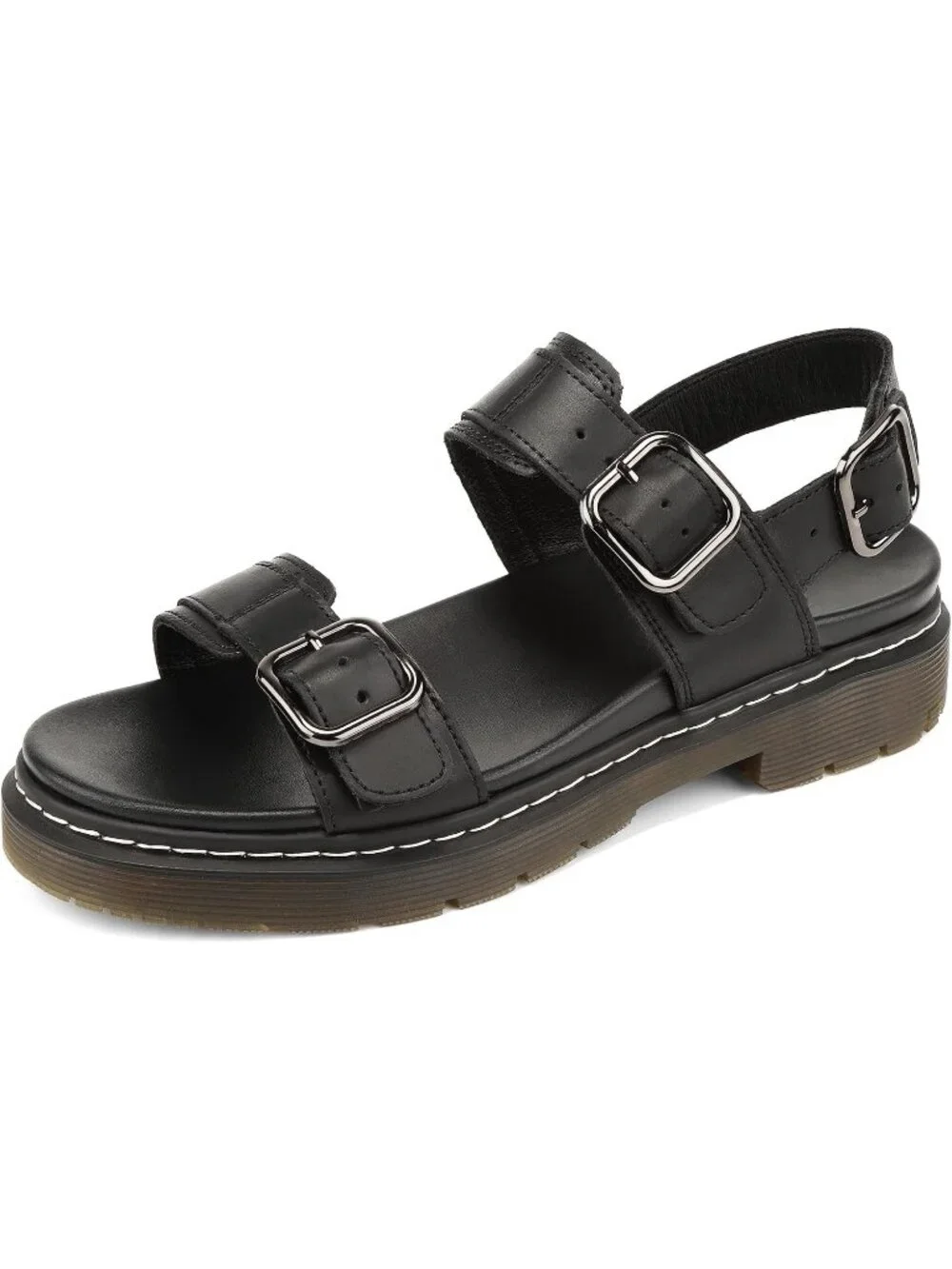Women's Black Adjustable Double Strap Cute Chunky Footbed Platform Sandal Shoes